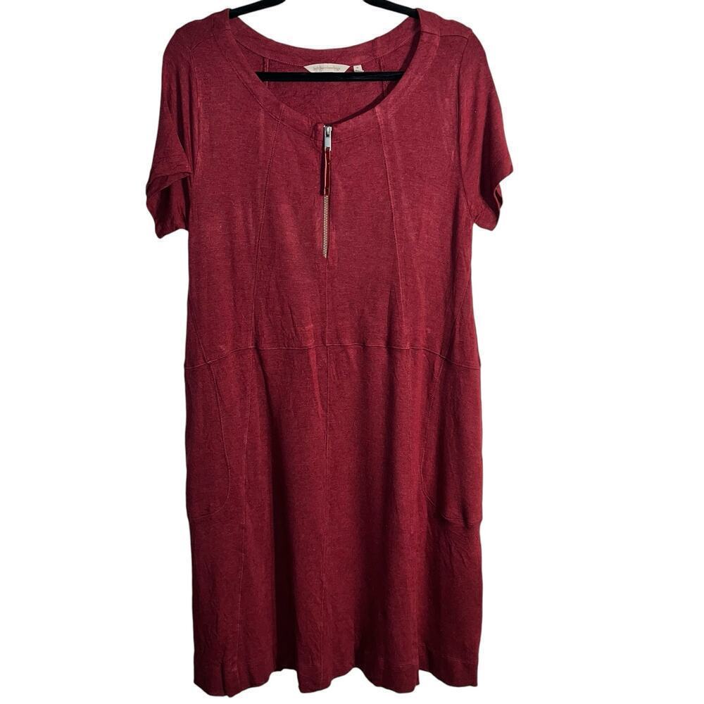 Soft Surroundings Burgundy Short Sleeve Shift Dress | Women’s Size Medium